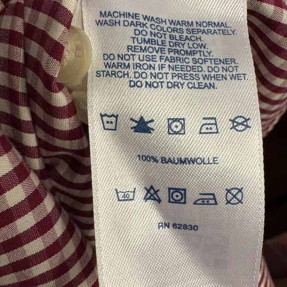 Lands End Top 20W Womens Button Up Shirt Red Check Non Iron Supima Office Career - Picture 8 of 8